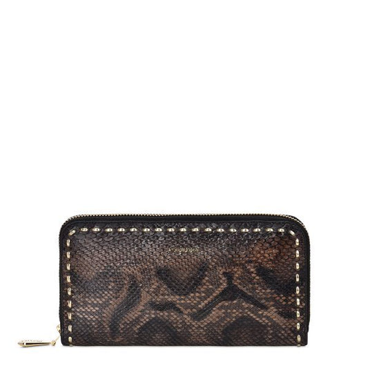 BD211PI - Cuadra black fashion python leather wallet clutch for women-Kuet.us