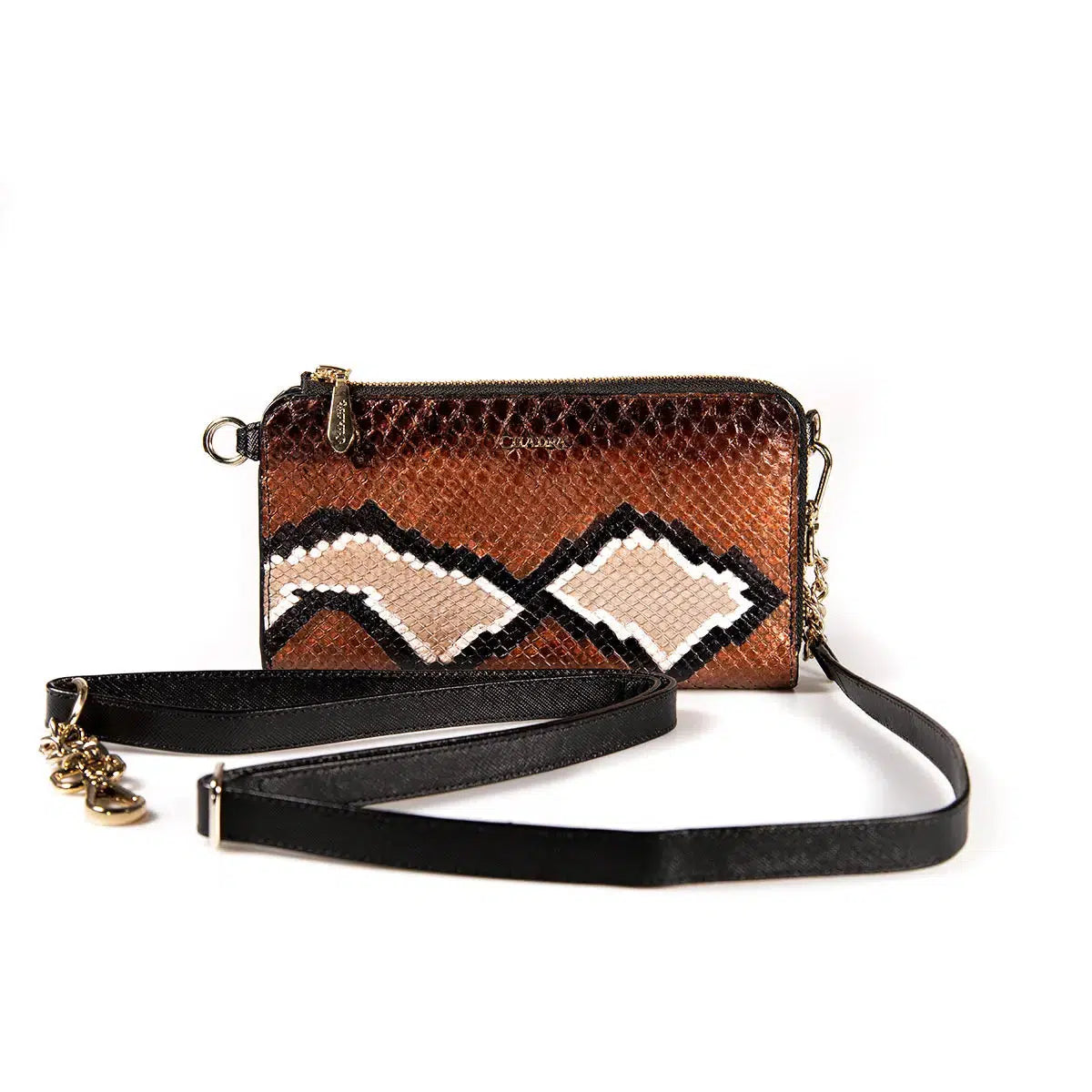 BD229PI - Cuadra brown casual fashion python wristlet wallet for woman-Kuet.us