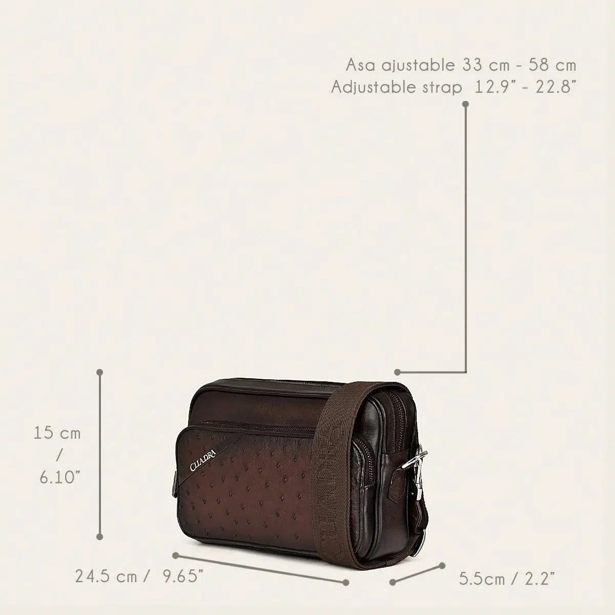 BOC04A1- Cuadra chocolate Ostrich bag-Kuet.us