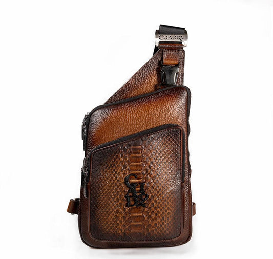 BOC15PI - Cuadra brown casual fashion python crossbody messenger for men / women-Kuet.us