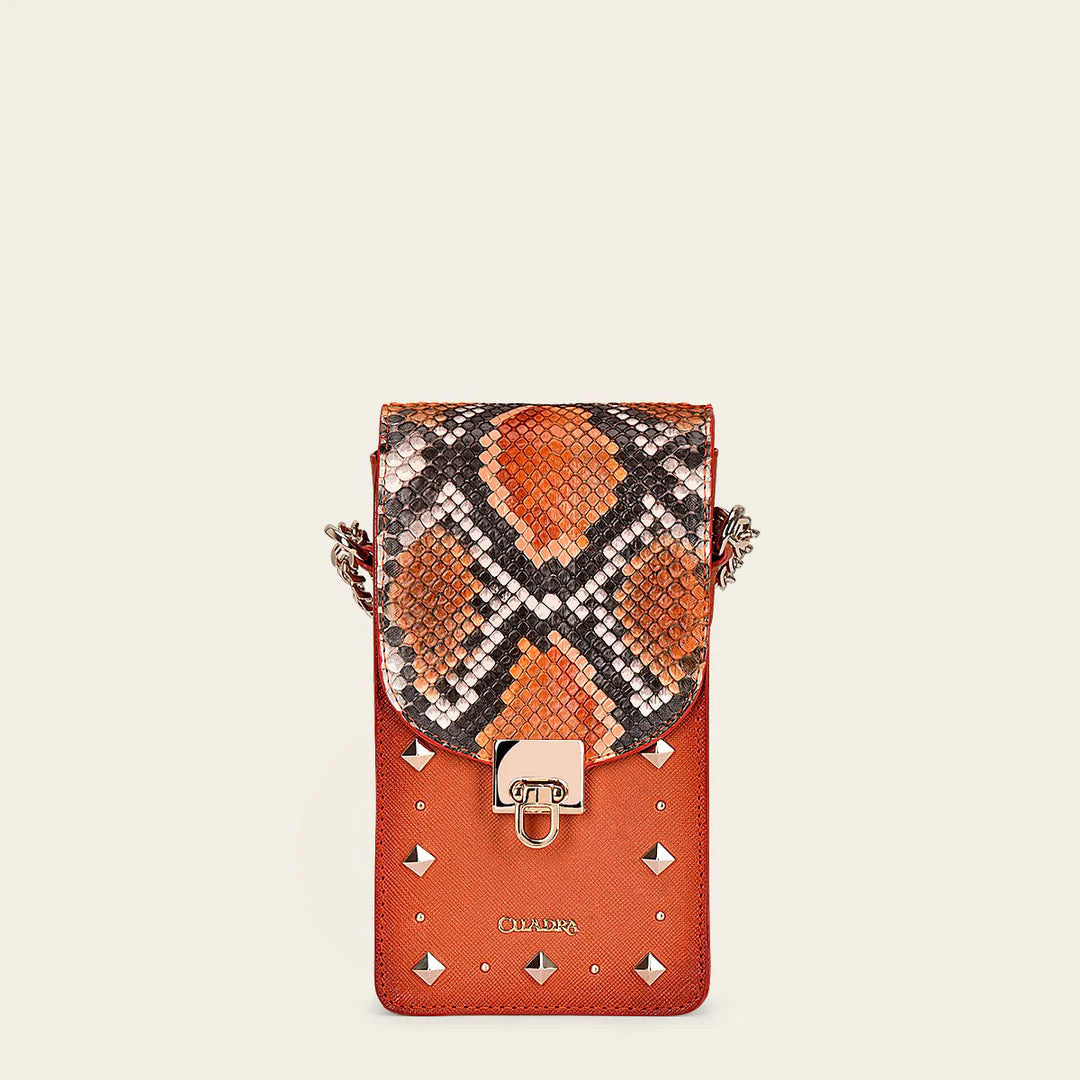 BOD38PI - Cuadra orange casual fashion python smartphone wallet bag for women-Kuet.us