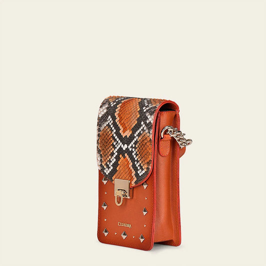 BOD38PI - Cuadra orange casual fashion python smartphone wallet bag for women-Kuet.us