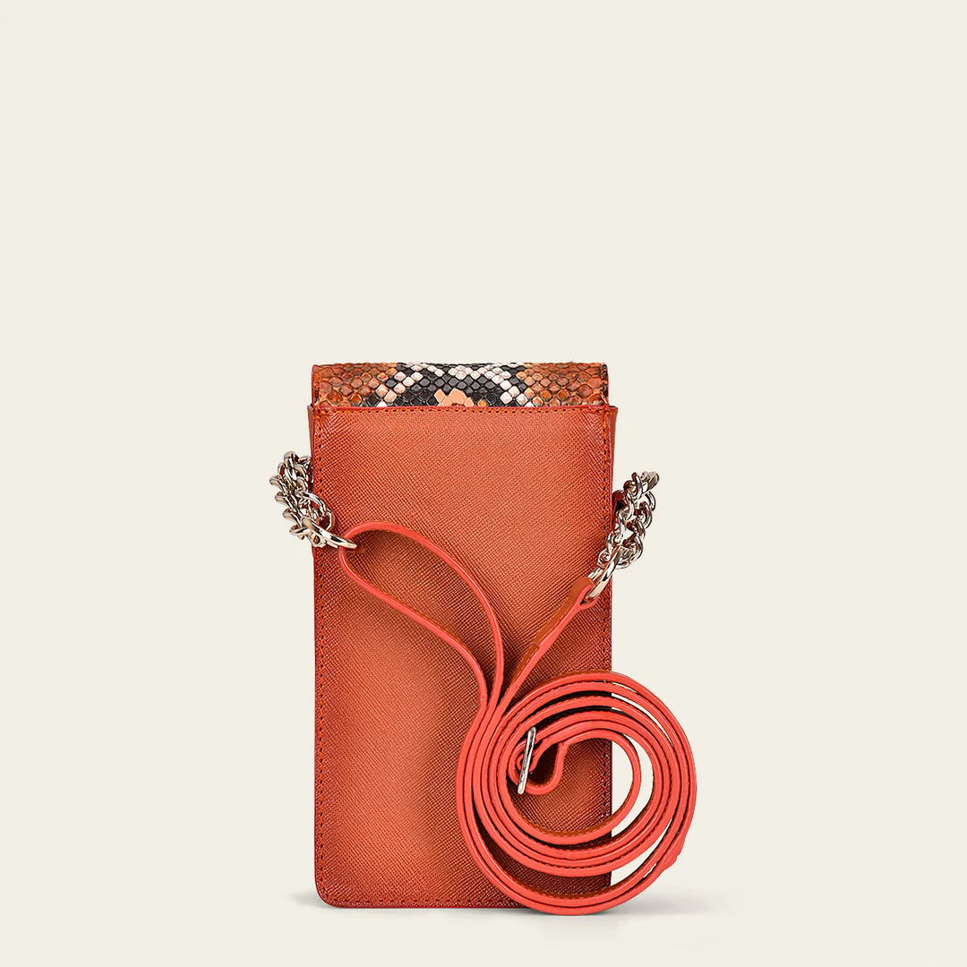 BOD38PI - Cuadra orange casual fashion python smartphone wallet bag for women-Kuet.us