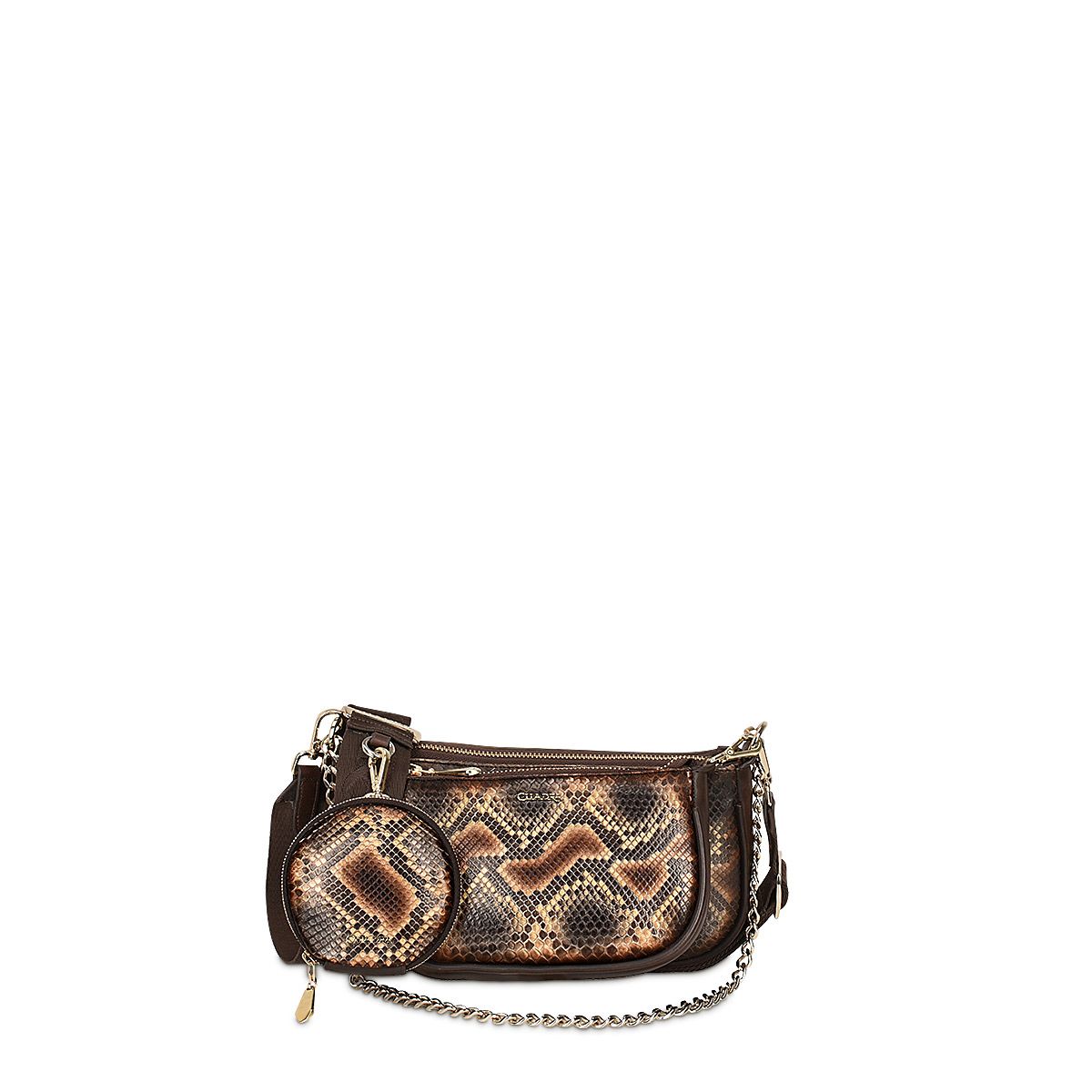 BOD51PI - Cuadra brown western fashion python tote bag for women-Kuet.us