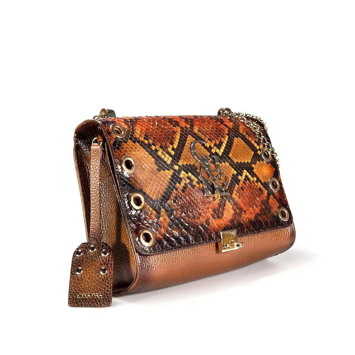 BOD53PI - Cuadra brown western casual leather python shoulder bag for women.-Kuet.us