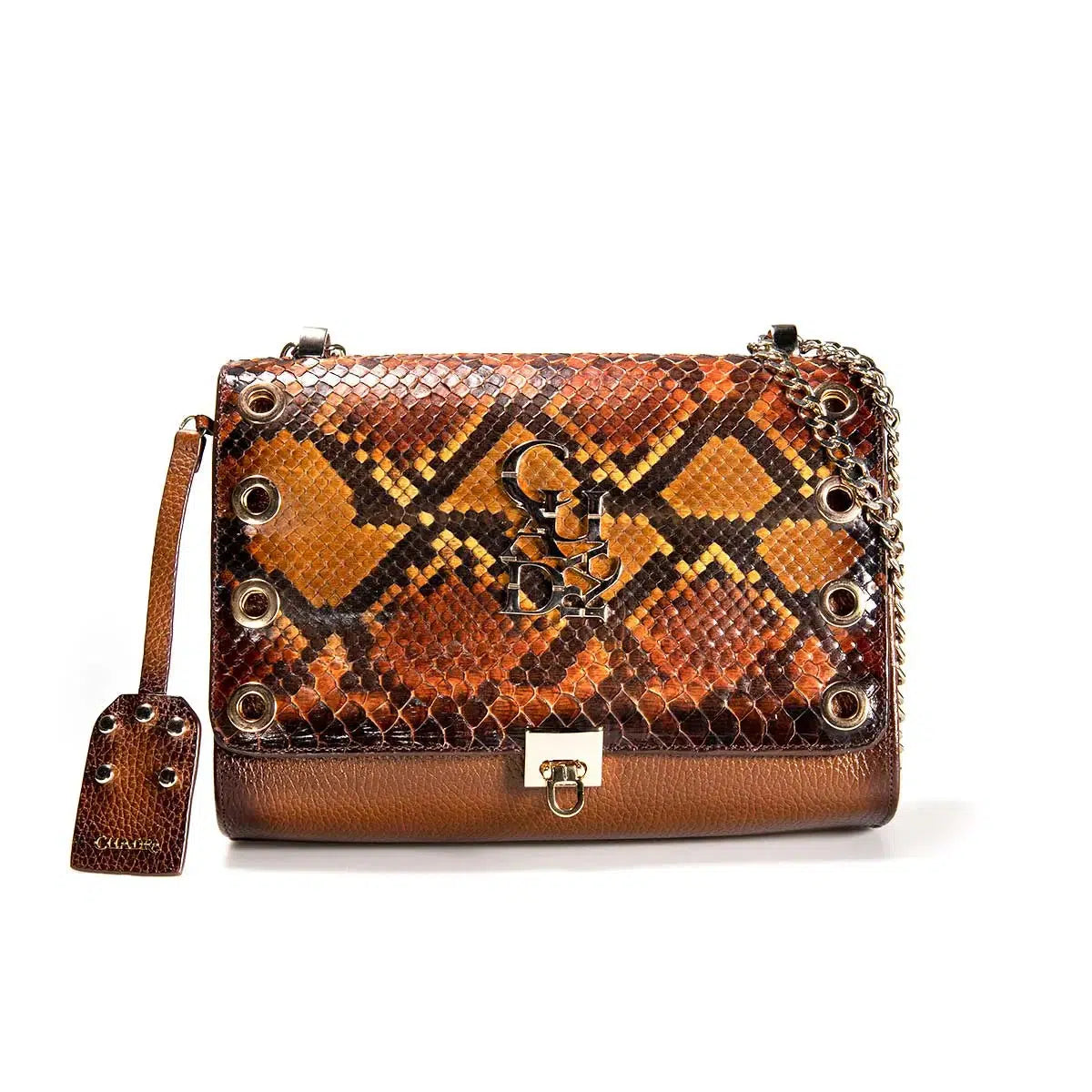 BOD53PI - Cuadra brown western casual leather python shoulder bag for women.-Kuet.us