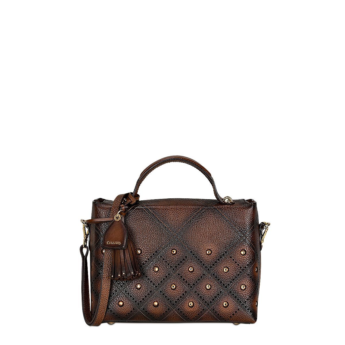 BOD56RS - Cuadra chocolate casual fashion bag in cowhide leather for woman-Kuet.us