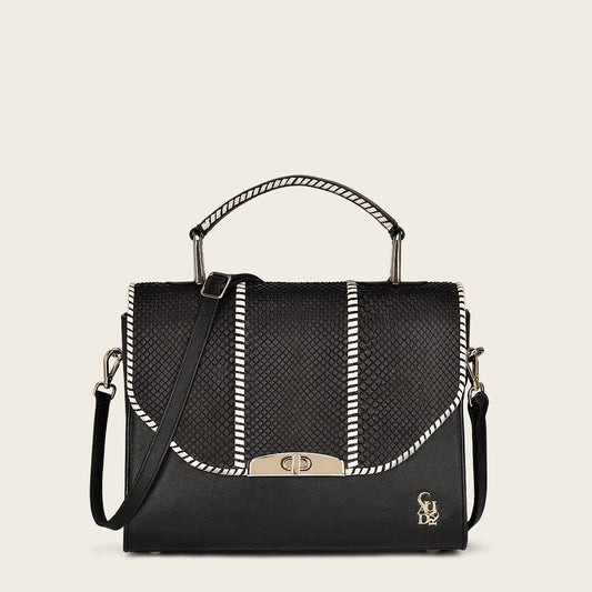 BOD86PI - Cuadra black western fashion python bag for women-Kuet.us
