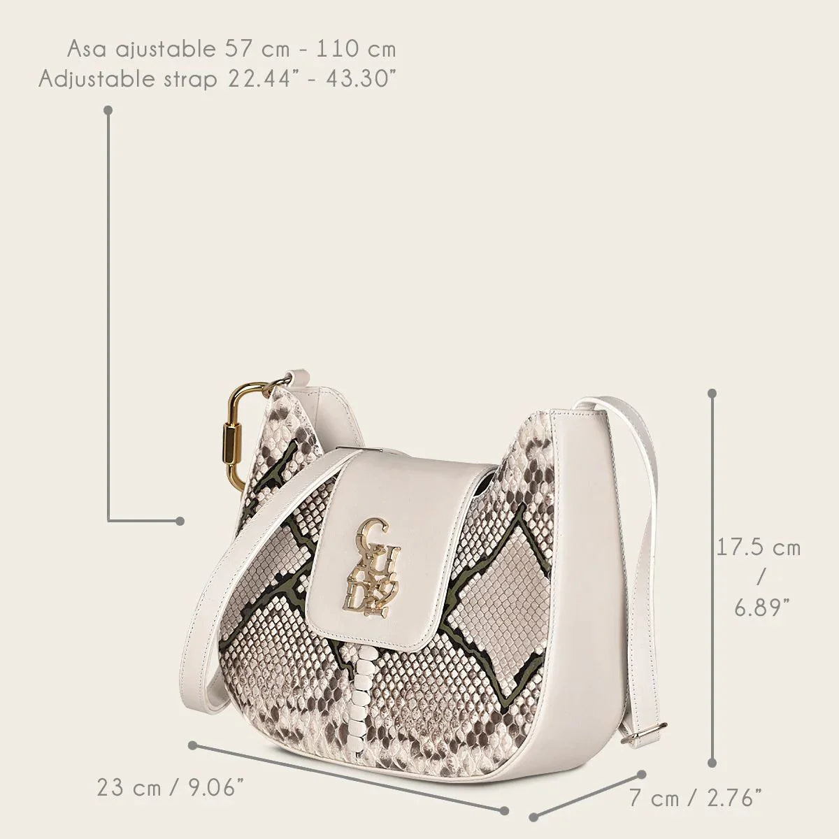 BOD88PI - Cuadra white fashion python crossbody bag for women-Kuet.us