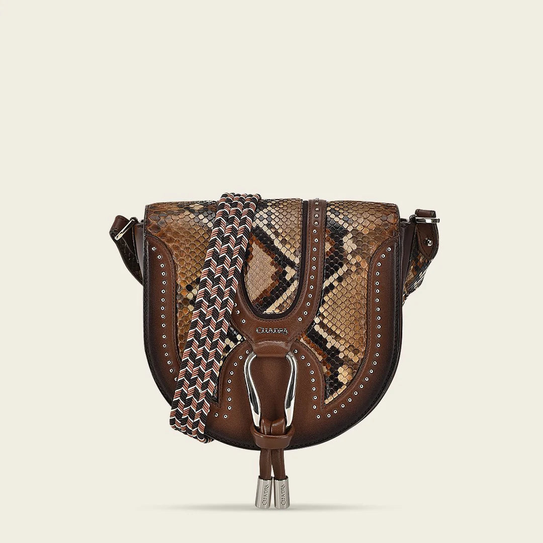 BOD97PH - Cuadra brown dress fashion python handbag for women-Kuet.us