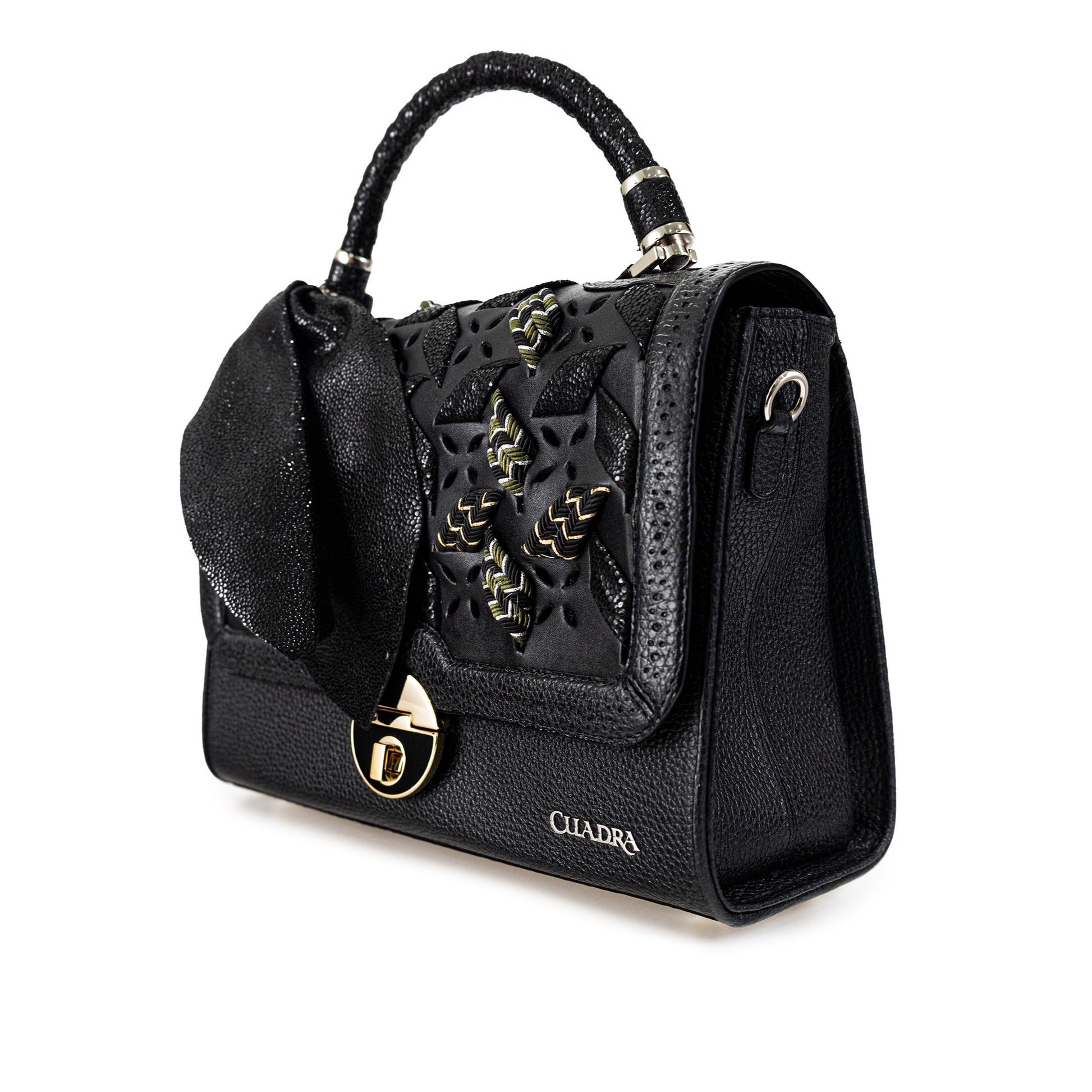 BOD98RS - Cuadra black dress fashion cowhide handbag for women-Kuet.us