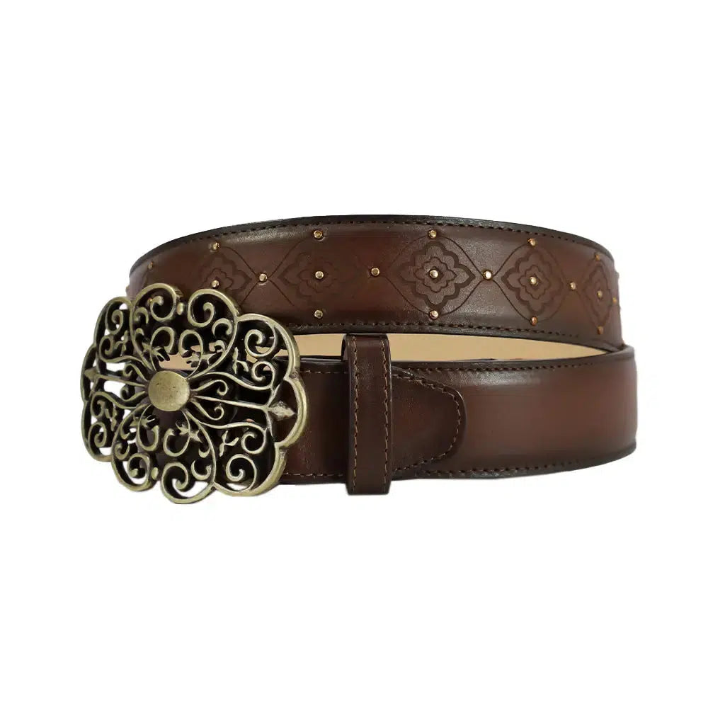 CD999RS - Cuadra honey western cowgirl leather belt for women-Kuet.us
