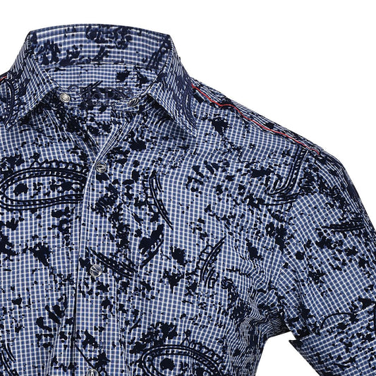 CM0W424 - Cuadra blue stone wash fashion western shirt for men-Kuet.us