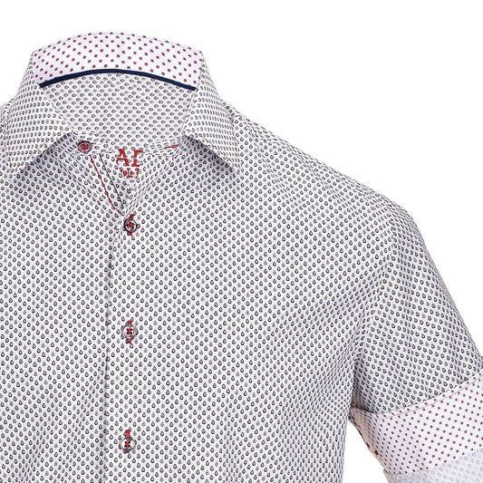 CM0W500 - Cuadra white fashion soft cotton abstract shirt for men-Kuet.us