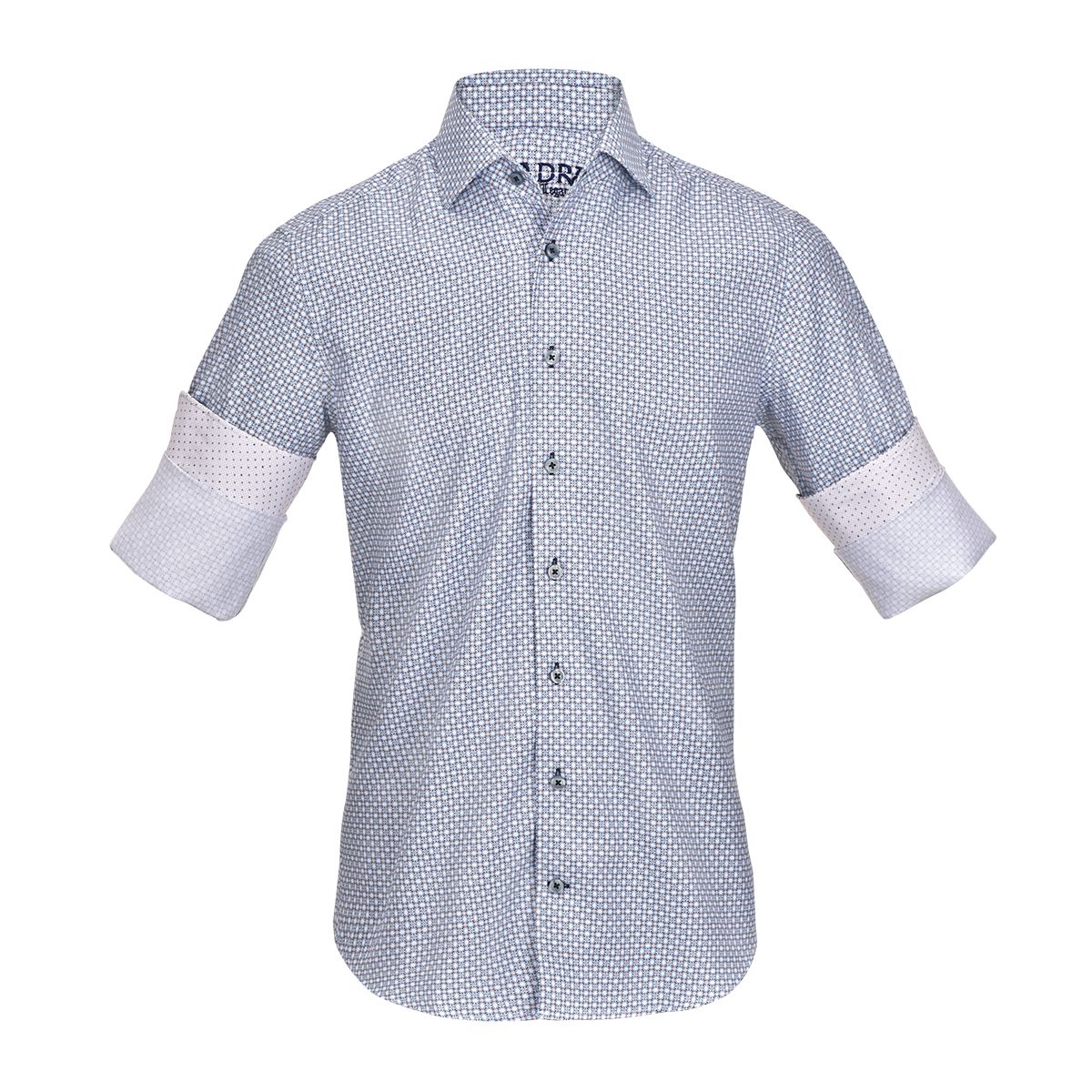 CMW543R - Cuadra blue fashion soft cotton abstract shirt for men-Kuet.us