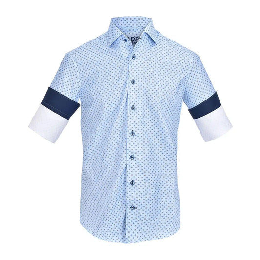 CMW548R - Cuadra blue casual fashion medallion abstract shirt for men-Kuet.us