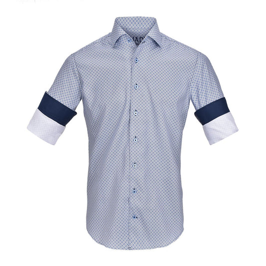 CMW550R - Cuadra blue casual fashion medallion abstract shirt for men-Kuet.us