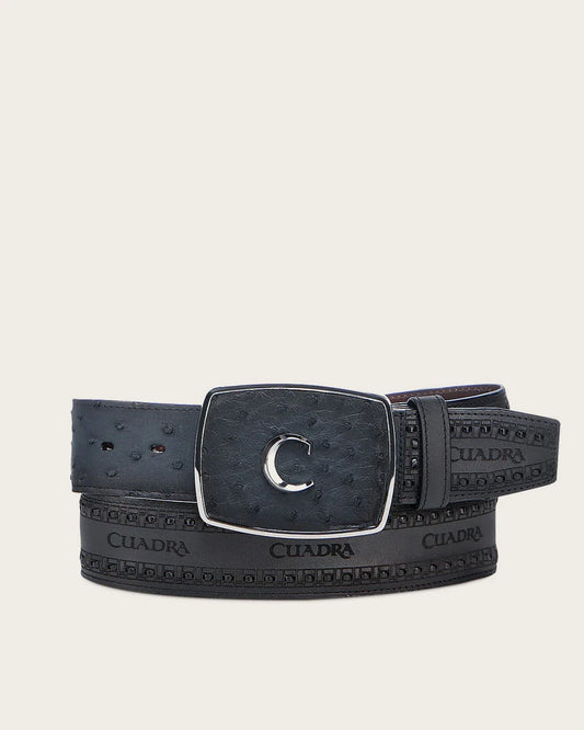 CV397A1 - Cuadra blue cowboy western ostrich belt for men