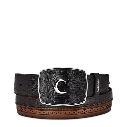 CV485PA - Cuadra black western fashion ostrich leg belt for men-Kuet.us