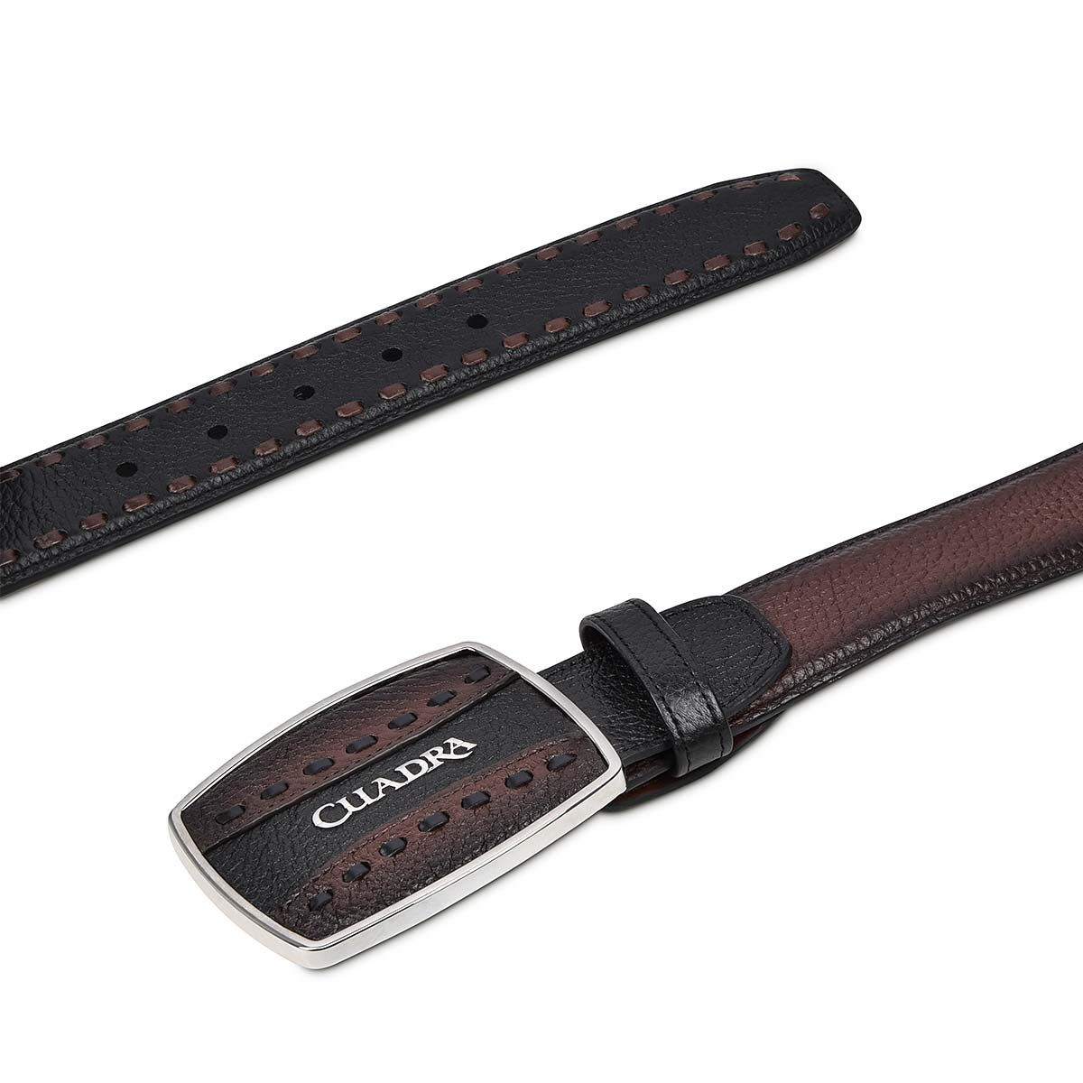 CV492VE - Cuadra brown cowboy western deer leather belt for men.-Kuet.us