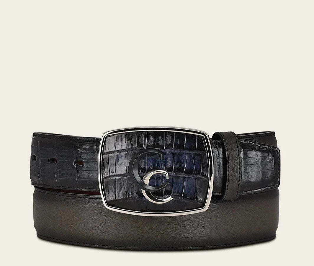 CV496FL - Cuadra blue western caiman leather belt for men