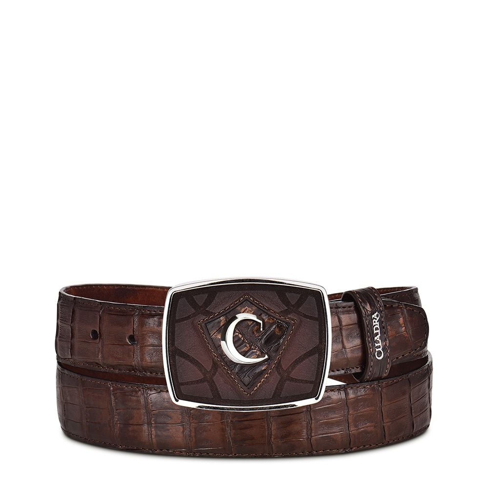 CVEN1FL - Cuadra chocolate fashion cowboy caiman leather belt for men-Kuet.us