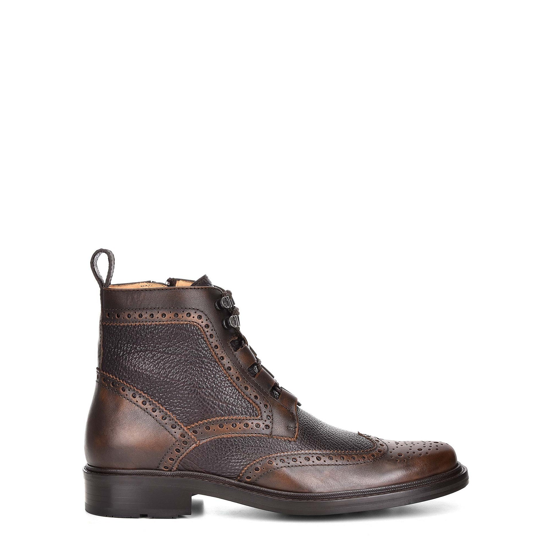 G82EVKB - Cuadra brown casual fashion leather ankle booties for men-Kuet.us
