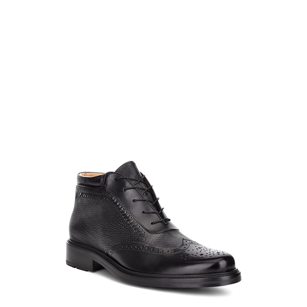 G84BIVN - Cuadra black casual fashion deer leather ankle booties for men-Kuet.us