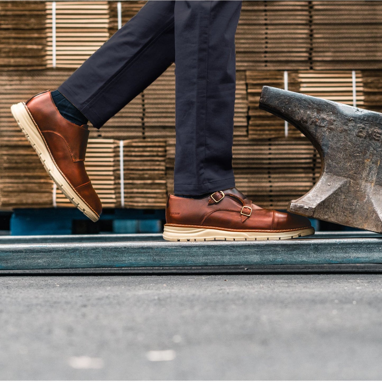 STEEL TOE MONK STRAP SHOE GRAND AMBER