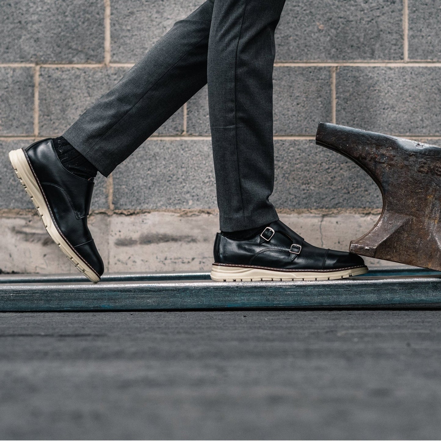 STEEL TOE MONK STRAP SHOE GRAND BLACK