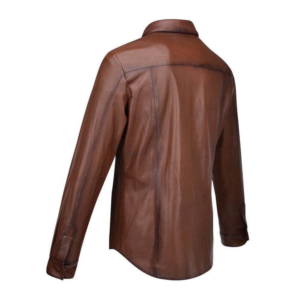 H265COC - Cuadra brown western fashion leather shirt jacket for men ...