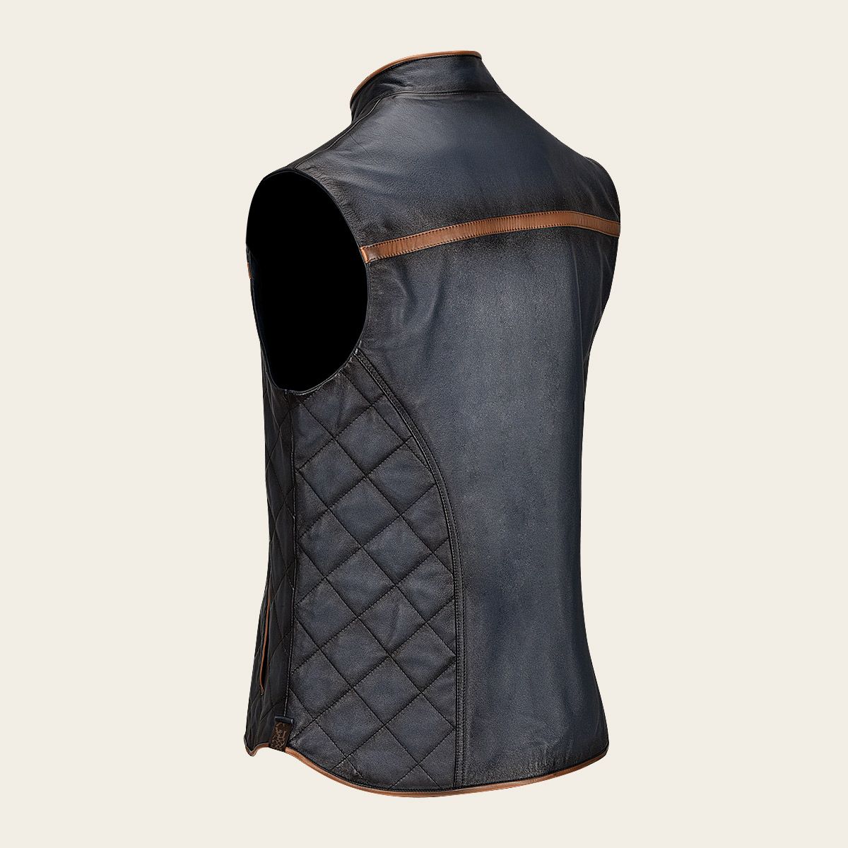 H334BOC- Cuadra blue casual fashion lambskin leather vest for men-Kuet.us