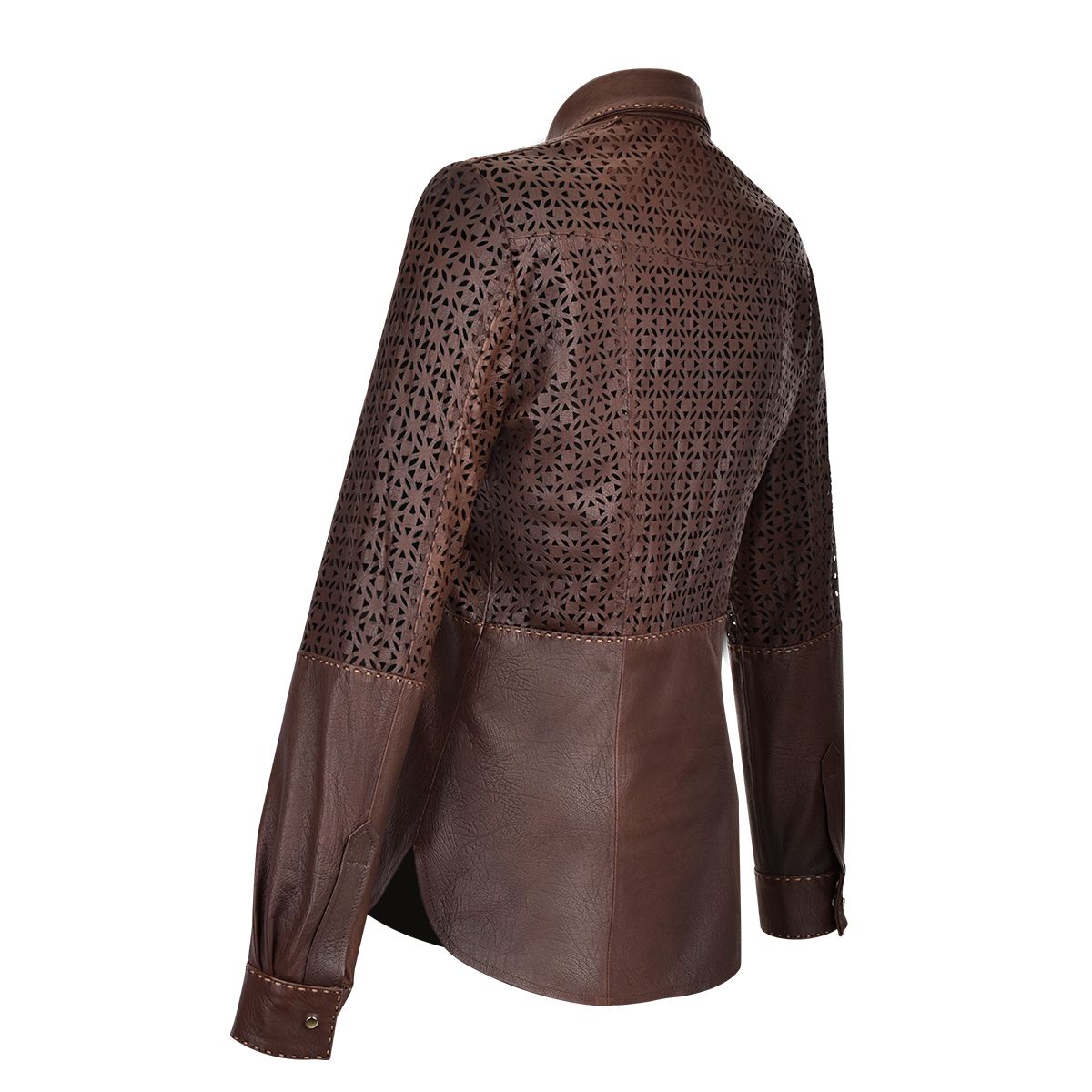 M263COC - Cuadra brown fashion blouson leather shirt jacket for women-Kuet.us