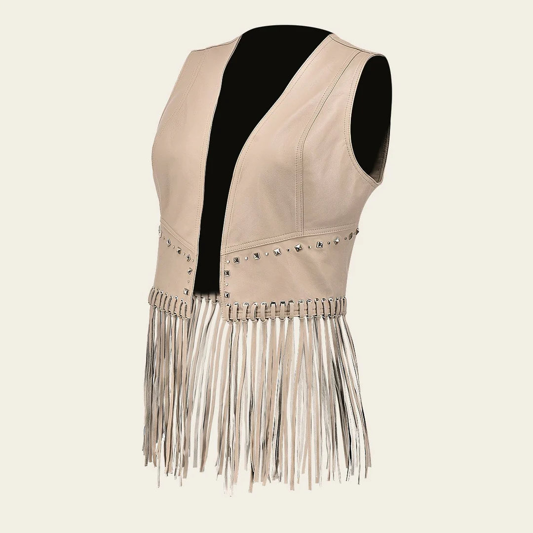 M320COC- Cuadra ivory western fashion lambskin leather vest for women