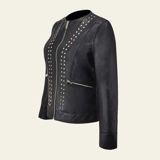 Cuadra black dress casual fashion sheepskin leather jacket for women
