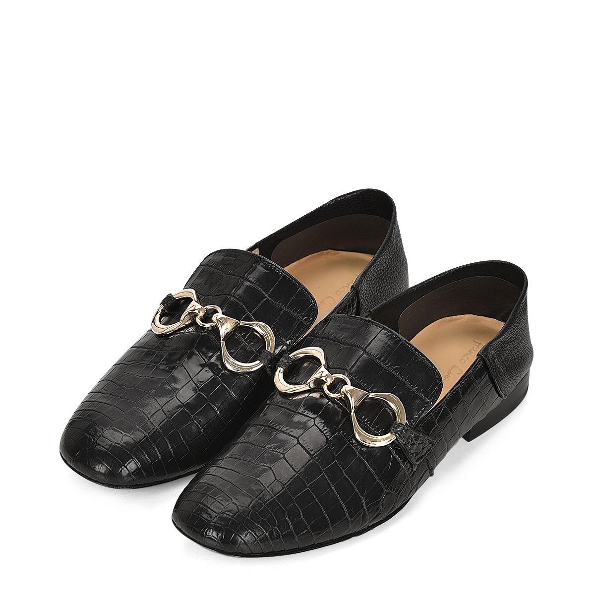 S33NPNP - Cuadra black dress casual nile crocodile bit loafer for women-Kuet.us