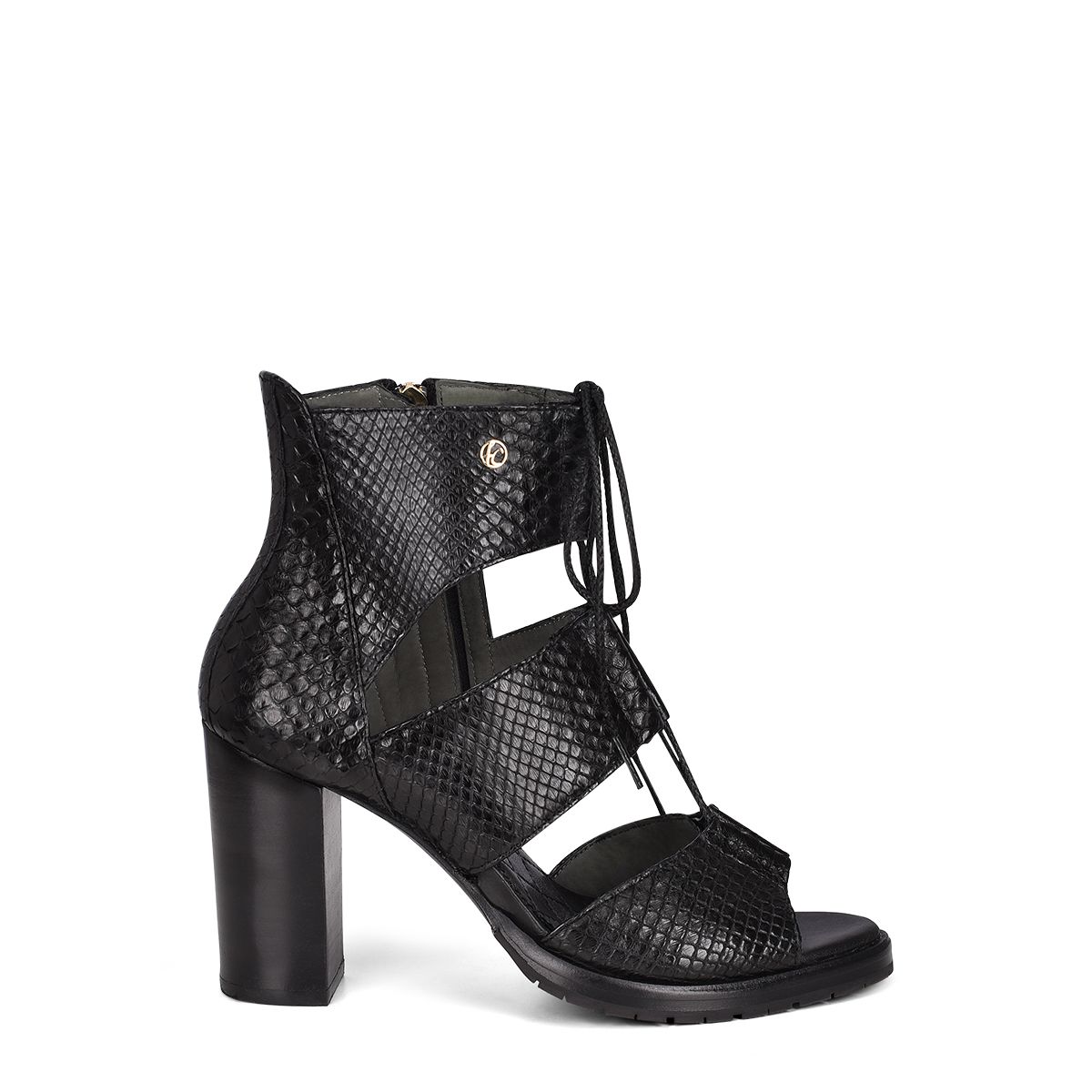 3A3PMPM - Cuadra black casual fashion phyton bondage boots for women.