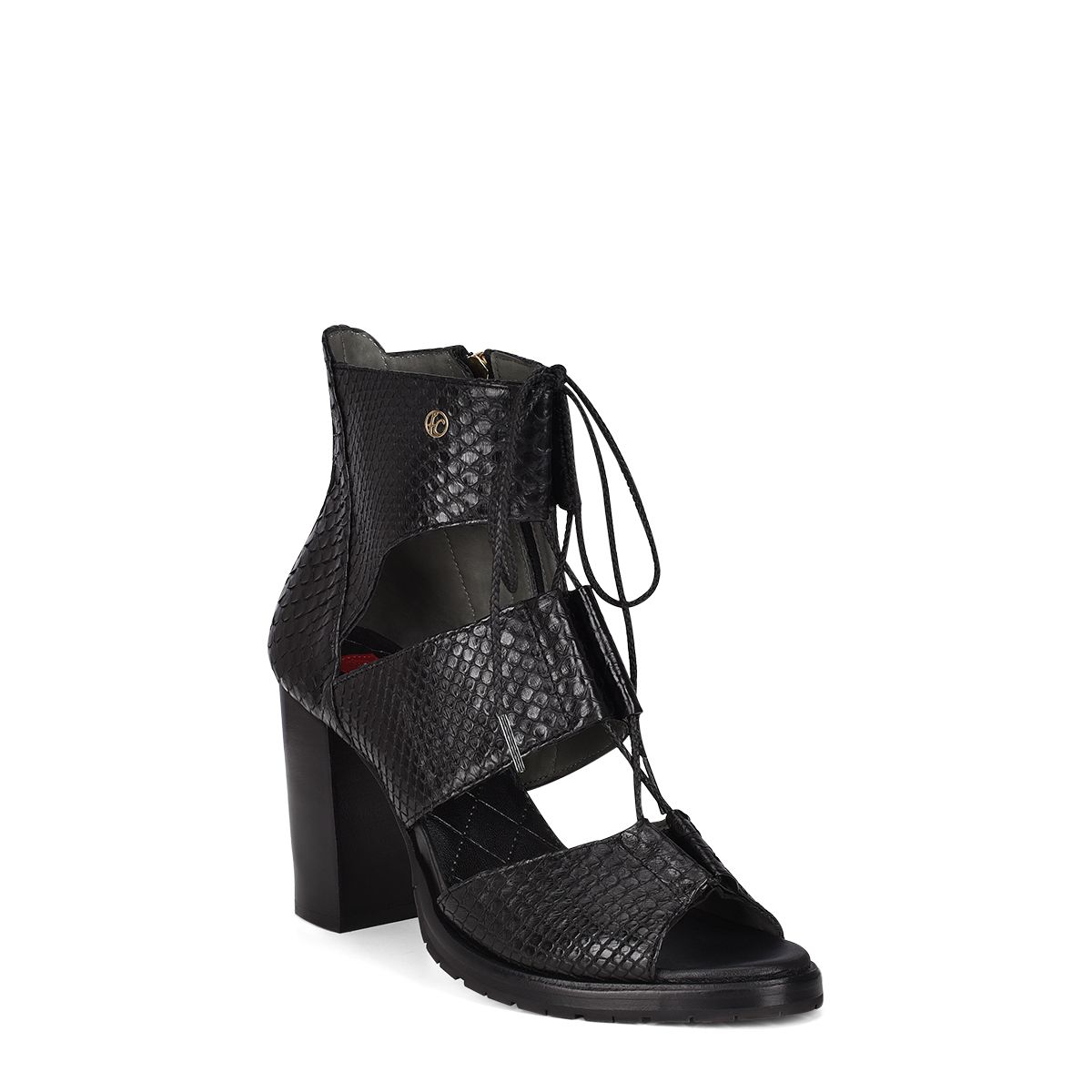 3A3PMPM - Cuadra black casual fashion phyton bondage boots for women.