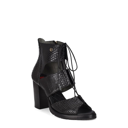 3A3PMPM - Cuadra Black Casual Fashion Phyton Bondage Boots for Women