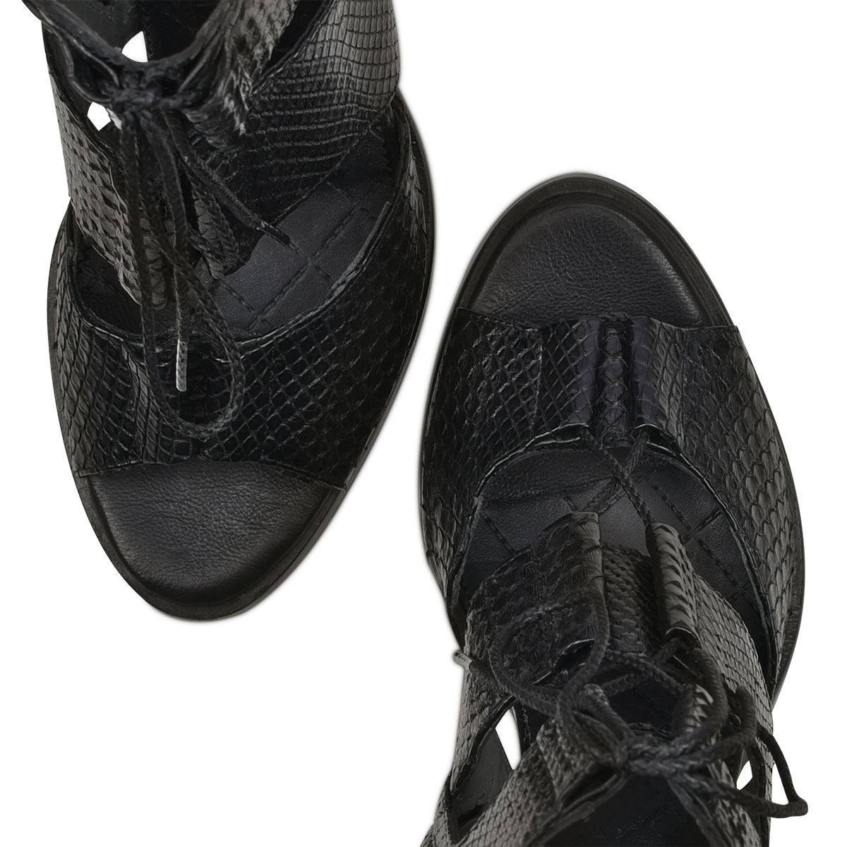 3A3PMPM - Cuadra black casual fashion phyton bondage boots for women.