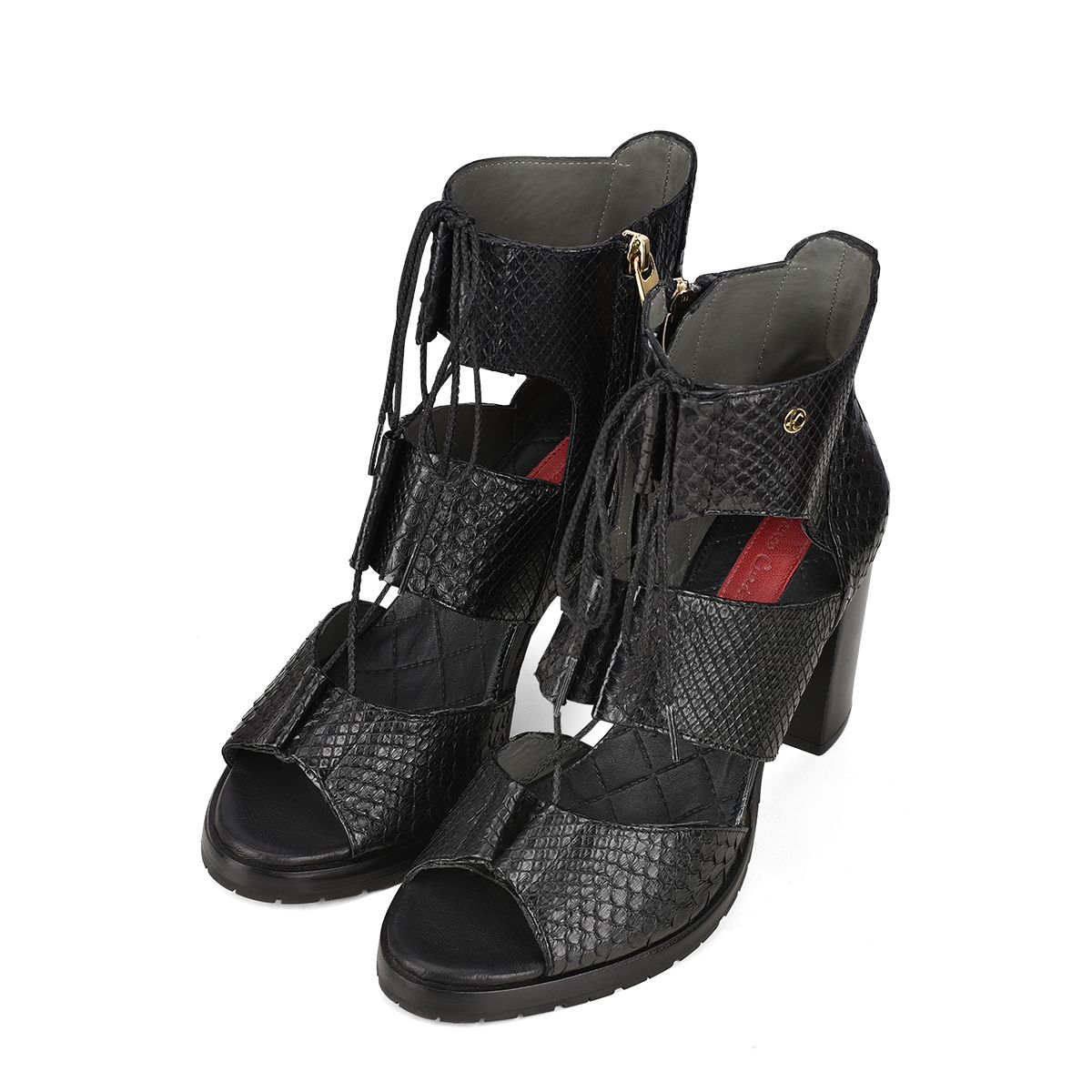3A3PMPM - Cuadra black casual fashion phyton bondage boots for women.
