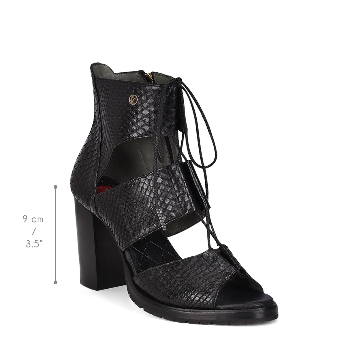 3A3PMPM - Cuadra black casual fashion phyton bondage boots for women.