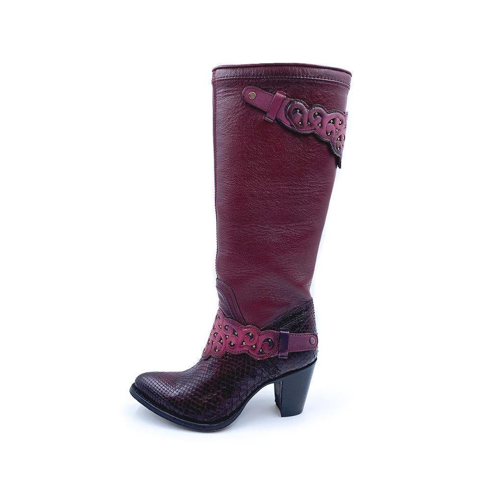 3F03PH GRAPE. CUADRA FASHION COWBOY PYTHON LEATHER BOOTS FOR WOMEN.-Kuet