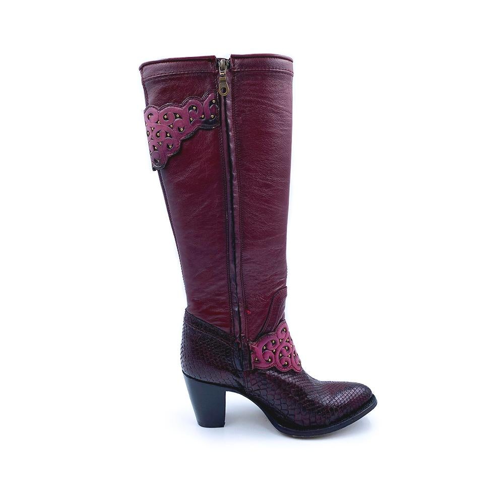 3F03PH GRAPE. CUADRA FASHION COWBOY PYTHON LEATHER BOOTS FOR WOMEN.-Kuet