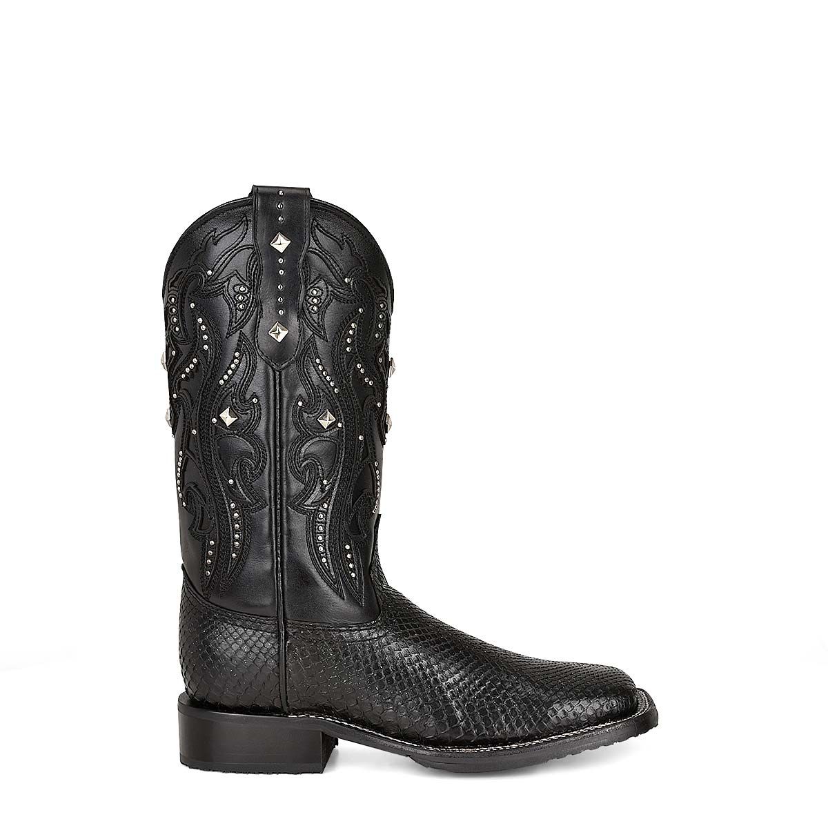 4M04PM - Cuadra black western fashion phyton leather rodeo boot for woman