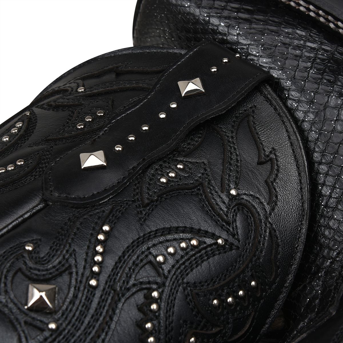 4M04PM - Cuadra black western phyton leather boot for woman