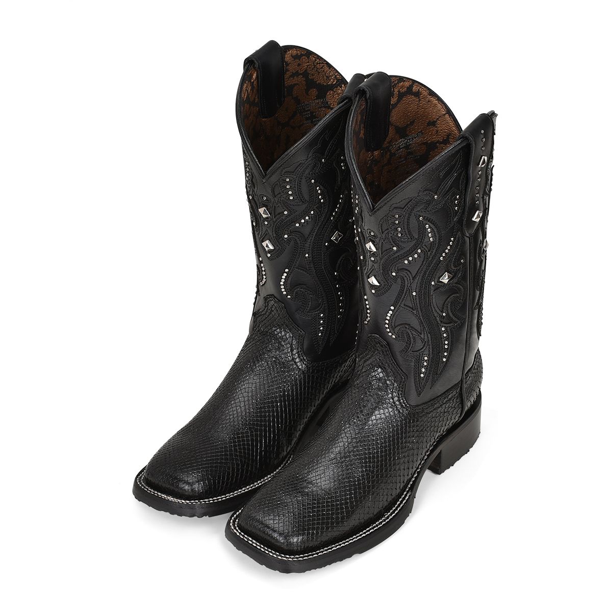 4M04PM - Cuadra black western fashion phyton leather rodeo boot for woman