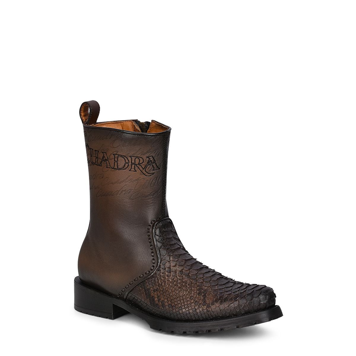 5D15PH BROWN. CUADRA FASHION COWBOY RODEO PYTHON ANKLE BOOTS FOR MEN.-Kuet