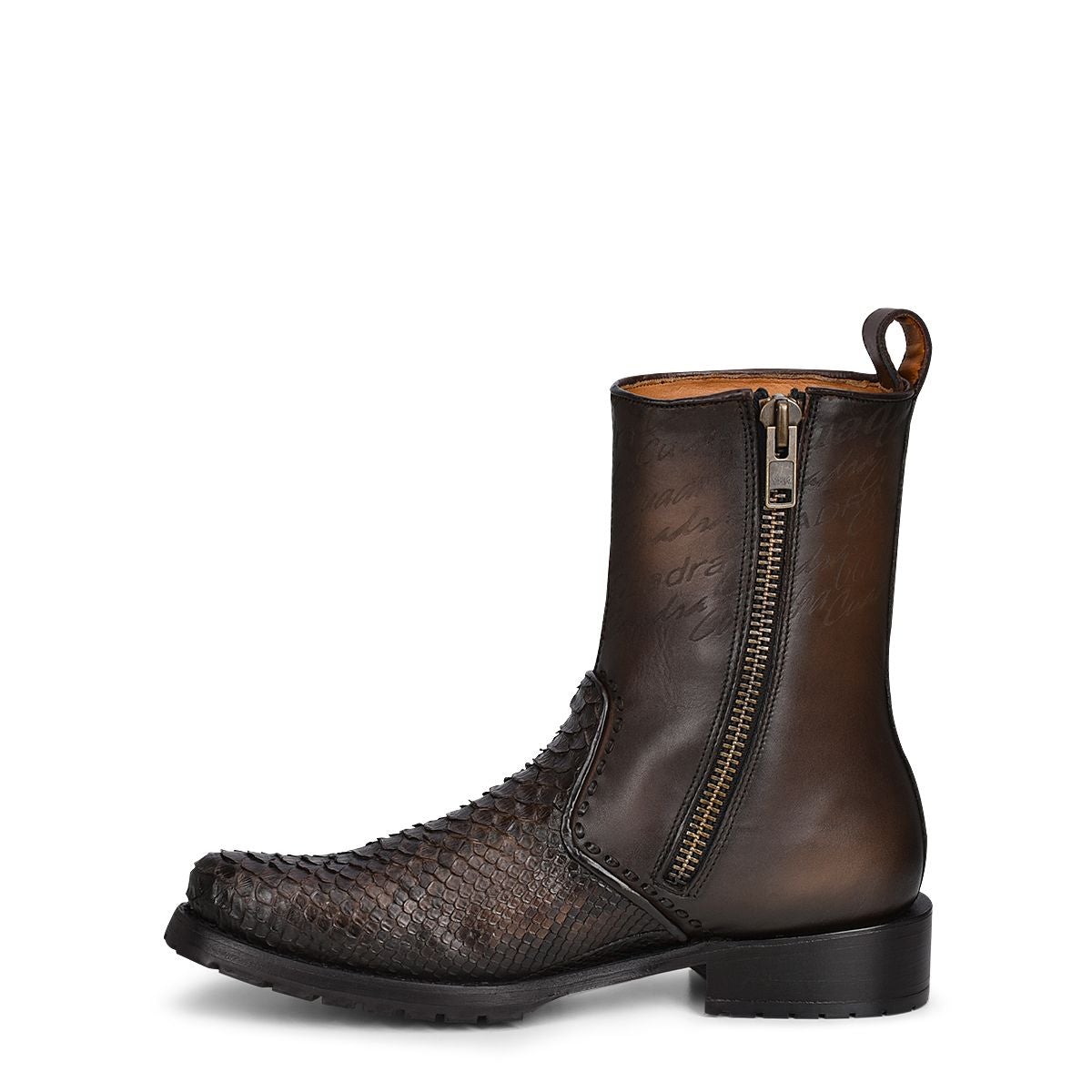 5D15PH BROWN. CUADRA FASHION COWBOY RODEO PYTHON ANKLE BOOTS FOR MEN.-Kuet