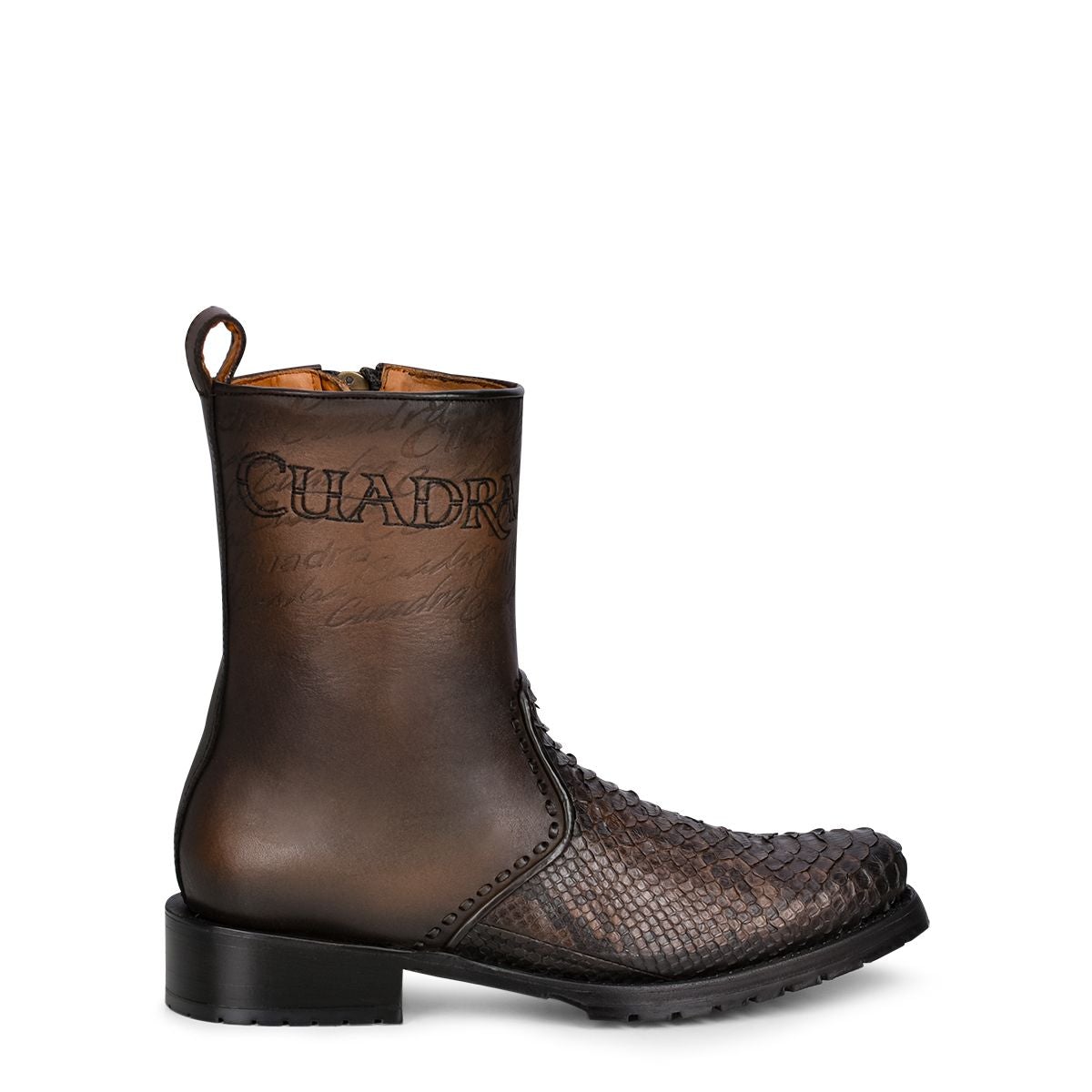 5D15PH BROWN. CUADRA FASHION COWBOY RODEO PYTHON ANKLE BOOTS FOR MEN.-Kuet
